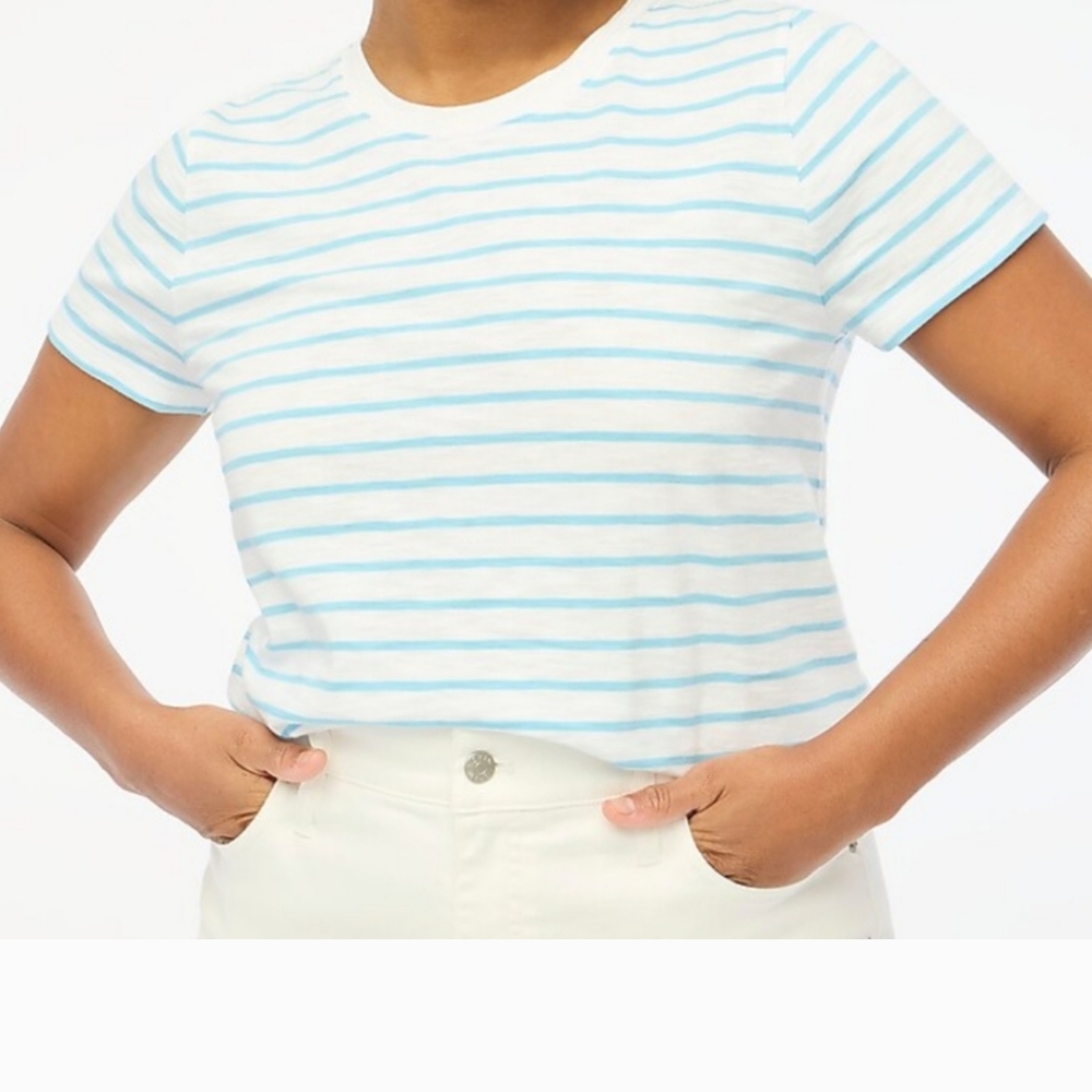 -J.Crew Girlfriend Tee in Blue and White NWOT